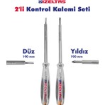 İzeltaş Izeltaş 2 li Kontrol Kalem Seti Düz ve Yıldız Uç 190 mm