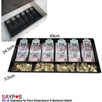 Saypos Metal Mandallı Çekmece Içi Para Düzenleyici 6 Banknot Bölmeli Para Çekmecesi Içi 49X24,5X3,5CM