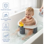 Babyjem Beyaz Önden Açılır Banyo & Mama Oturağı Güvenli Kullanım ve Rahat Oturma Alanı