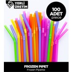 Sepet Doldur Dayanıklı Plastik Frozen Pipet 100 Adet Renkli İçecekler İçin Pratik ve Hijyenik Çözüm