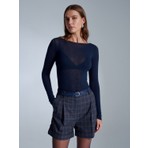 Dilvin 32122 Kayık Yaka Modal Kaşmir Ultra Hafif Bluz-Lacivert