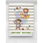 MAS Uzay Temalı Çocuk Zebra Stor Perde – Astronot Desenli, Renkli ve Eğlenceli Tasarım