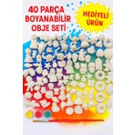 Obje House 40 Parça Boyanabilir Taş Alçı Fırça Boya Hobi Eğlence Seti Renkli Yaratıcılığınızı Geliştirin