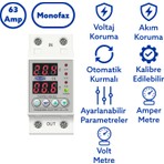 Tomzn Voltaj ve Akım Koruma Rölesi Yüksek Alçak Gerilim Akım Koruyucu 63A Elektrik Bekçisi
