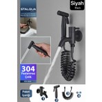 STA-5041 Banyo Alaturka Tuvalet Taharet Musluğu Spiralli Bide Özel Temizlik 7 Yıl Garantili Siyah, 304 Çelik