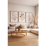 Artavessa 3 Parça Modern Tema Ham Renk Gerçek Ahşap Çerçeveli Tablo Seti 20 x 30 Çok Renkli