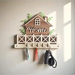 Isla Home Dekoratif Ahşap Anahtar Askılığı | Ev Şeklinde Tasarım | 22X17CM Duvar Tipi Anahtarlık