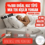 Latte Home %100 Doğal Kaz Tüyü Mix Tek Kişilik Yorgan (155x215) – Premium Series, 9 TOG, 2000gr Özel Üretim
