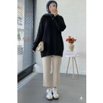 Miraydin Butik Kadın Bisiklet Yaka Oversize Kazak - Siyah