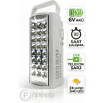 212 Farissu Gold Silver GS-2400 Şarjlı 24 LED Işıldak & Powerbank - 80 Saat Aydınlatma (Telefon Şarj Eder)