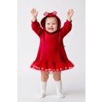 Babymod Kapüşonlu Fiyonklu 100% Pamuk Kız Bebek Elbise