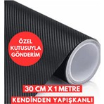 AutoFolyo Siyah Karbon Fiber Folyo 30 Cm-1 Metre Hava Kanallı Kaplama Folyosu