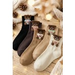 Bgk 5 Çift Teddy Ayıcık Desenli Kadın Çorap