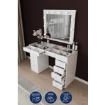 Dekorfim DF02115B Spot Işıklı Makyaj Masası 120 Cm Çekmeceli, Bölmeli, Aynalı, Beyaz Yatak Odası Düzenleyici