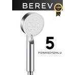 Berev  Krom 5 Fonksiyonlu Yüksek Basınçlı Ayarlanabilir Duş Başlığı