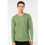 Cacharel Erkek %50 Modal, %50 Pamuk V Yaka Uzunkol T-Shirt