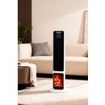 Hoogar German OLED White Series Şömineli Ekran Dijital Göstergeli Fanlı Kule Tipi Seramik Isıtıcı Uzaktan Kumandalı