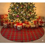 Eylülce Butik Yılbaşı Çam Ağacı Örtüsü, Dokuma Ekose 80 cm