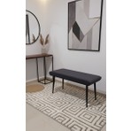 Özcan Mobilya Aksesuar Siyah Metal Ayaklı Metal Kasalı Bench Mutfak Salon Antre Yatak Odası Balkon Puf Bank