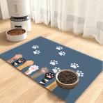 Harikabirev Kedi ve Köpek Mama Altlıgı Evcil Hayvan Beslenme Matı Kolay (Mavi) Temizlenir Yıkanabilir