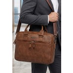 Byhakan GK42 Laptop & Evrak Çantası Fındık Renk Lüks Suni Deri Ergonomik Tasarım ile Şık Kullanım
