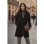 Barbora Kaşe Kadın Şık Yaka Kaban ve Kemer