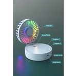 Bood D10 Mini Fan Nemlendirici Özellikli Mavi Renkli Taşınabilir USB Fan
