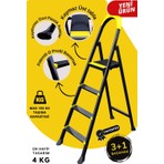 Ertekpa Leo 3+1 Basamaklı Metal Siyah Merdiven