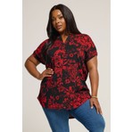 Stil Diva Büyük Beden Kısa Kollu V Yaka Baskılı T-Shirt 304204