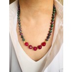 Devi Fashion  Doğal Taş 55 cm Fuşya Tasarım Kolye