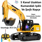 Brother Toys Uzaktan Kumandalı 5 Fonksiyon Şarjlı 360 Derece Dönebilen Kepçe Oyuncak Dozer Ekskavatör 30.5 Cm.