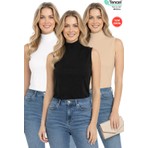 Özkan Underwear Özkan 27813 3'lü Paket Kadın Pamuklu Modal Esnek Rahat Karışık Renk Balıkçı Yaka Sıfır Kol T-Shirt