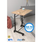 Depolife Eğim Yükseklik Ayarlı 50X70 Laptop Sehpası Ders Bilgisayar Çalışma Masası Metal Ayak Tekerlekli
