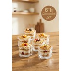Porsima RYG7061 Flower 6lı Cam Kase Puding Tatlı ve Dondurma Kasesi Kahvaltılık Kase Seti Servis Sunum Magnolia Kase TAKIMI-260 ml