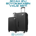 Wexta WX-1001 Siyah Büyük & Kabin 2'li Set Valiz
