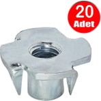 M8 Ağaç Somunu 8mm Tırnaklı Ahşap Çakma Somun  -20 Adet