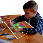 Teknoloji Gelsin Yazı Çizim Tahtası LED Işıklı 20X30 cm 7 Kalem ve Stant Hediyeli Neon Işıklı Eğitici Not Tahtası