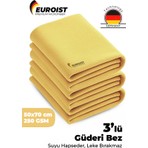 Euroist Büyük Boy 3 Adet Mikrofiber Güderi Bez | Araç Araba Oto Kurulama ve Cam Temizlik Bezi | 50 x 70 cm
