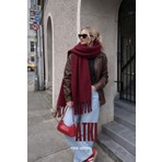 Wega Moda Ithal Puffy Cherry Atkı Şal Omuz Şalı - Büklümlü Atkı Şal - Puffy Cherry Yumuşak Omuz Şalı