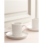 Madame Coco Ligne 6 Kişilik 12 Parça Kahve Fincan Takımı - Beyaz - 110 ml