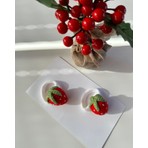 Livadesign7 Saç Tokası Özel Çilek Tasarımı Handmade 2'li Lastik Toka Seti