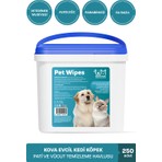 Muvicado Kedi ve Köpekler Için Kova Islak Mendil Evcil Hayvan Vücut Deri Pati Temizleme Havlusu 250 Adet Xl