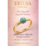 Erilsa Sertifikalı Stres ve Sinir Denge Yüzüğü – Arizona Firuze Taşı Ayarlanabilir Gold Yay Kova Burcu