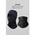 Umut Tekstil Termal Kar Maskesi ve Termal Boyunluk 2'li Set,unisex Termal Kar Maskesi ve Termal Boyunluk