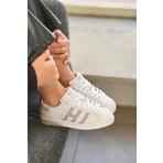 Solazer Kadın Siyah Beyaz Çizgi Detaylı Ortopedik Sneaker 059-K 059-K