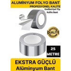 Kl Home Uzun Metraj 25 Metre x 5cm Aluminyum Folyo Yapışkanlı Bant (Aspiratör Borusu-Soba Borusu) Band