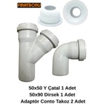 Fırat Lavabo Altı Gider Için 50X50 Y Çatal 50X90 Dirsek Adaptör Conta Takoz 2 Adet