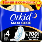 Orkid Maxi Hijyenik Ped Gece Süper Paket 16 Adet %100 Yastıksız Koruma ile Ekstra Konfor
