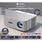 Funflix P7 Android 4K Destekli LED Full Hd Projeksiyon Cihazı, Lisanslı Android Tv, Bluetooth, 8W Hoparlör, 7000 Lümen