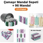 Taber Sepet Hediyeli 96'lı Çamaşır Mandalı Seti - Paslanmaz Yaylı ve İz Yapmayan Dayanıklı Mandallar